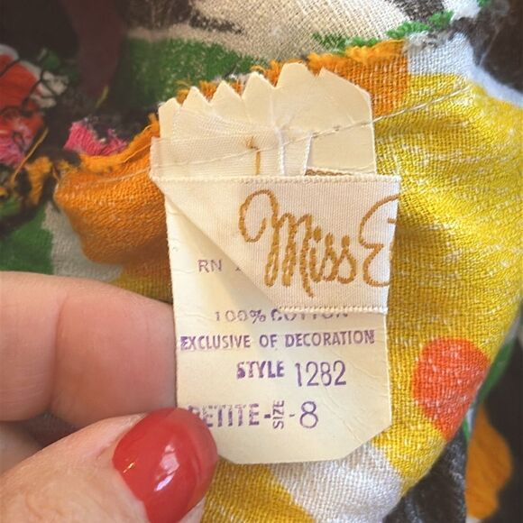 Vintage 60s/70s Miss Elaine flower power cotton maxi skirt with ruffled hem - Picture 7 of 9